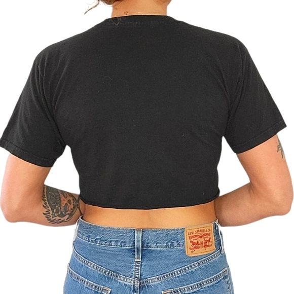 Adidas Cotton Screenprint Short Sleeve Crop Top Size Small Black - Picture 3 of 4